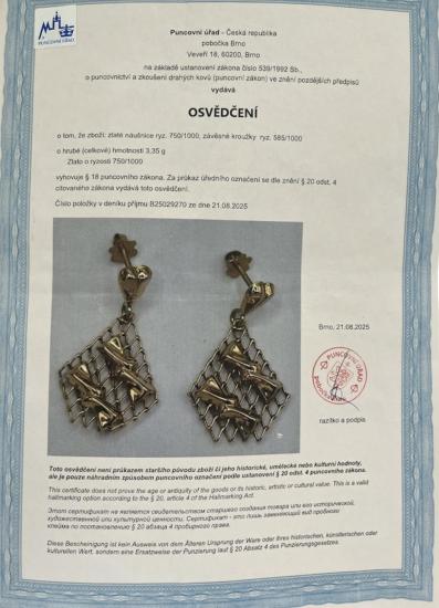 Zlaté náušnice 18 k, šroubek - 7 Zlaté náušnice 18 k, šroubek - 7