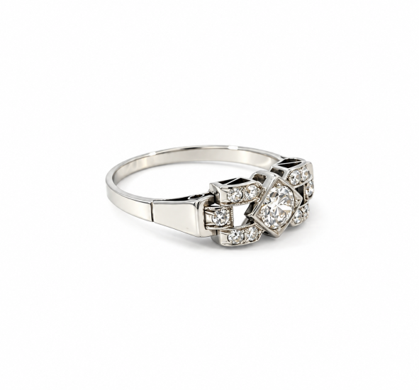 Zlatý prsten s diamanty, vel. 57,5 Zlatý prsten s diamanty, vel. 57,5