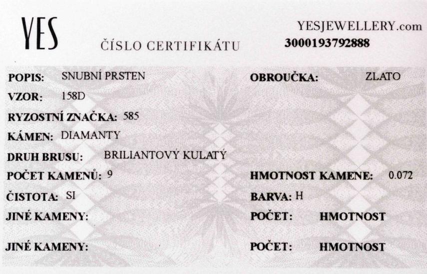 Zlatý prsten s diamanty, vel. 54