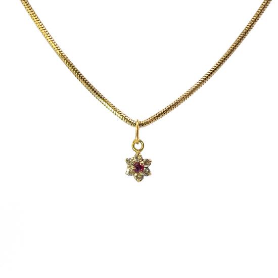 Zlatý přívěs se zirkony a rubínem