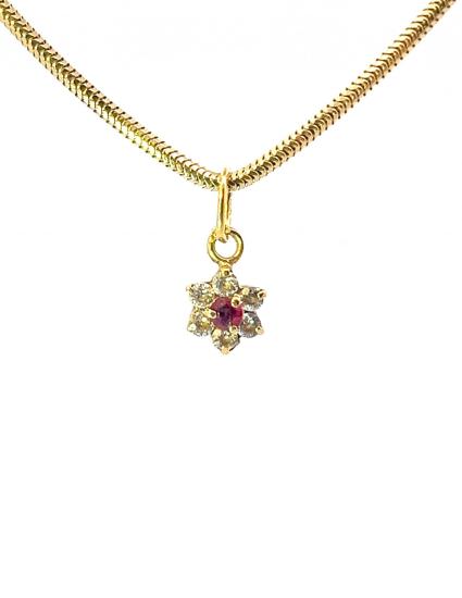 Zlatý přívěs se zirkony a rubínem