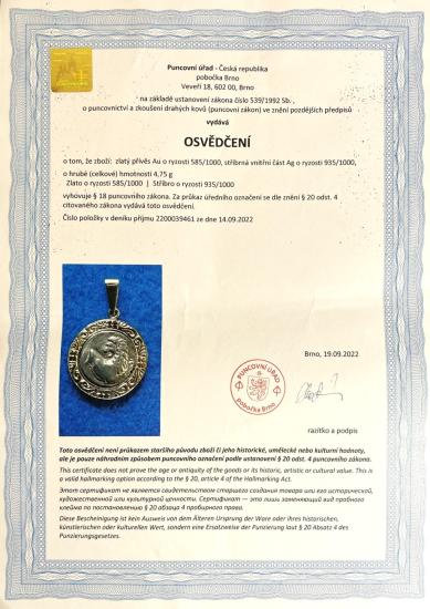 Zlatý přívěsek s antickou mincí