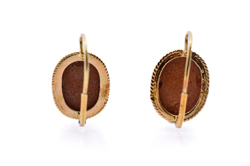 Zlaté náušnice visací s červeným avanturínem