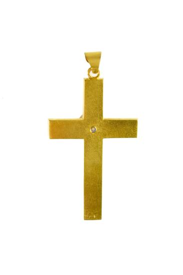 Starožitný zlatý přívěs se zirkonem, kříž