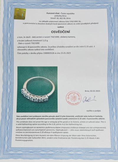 Prsten z bílého zlata s brilianty, vel. 50