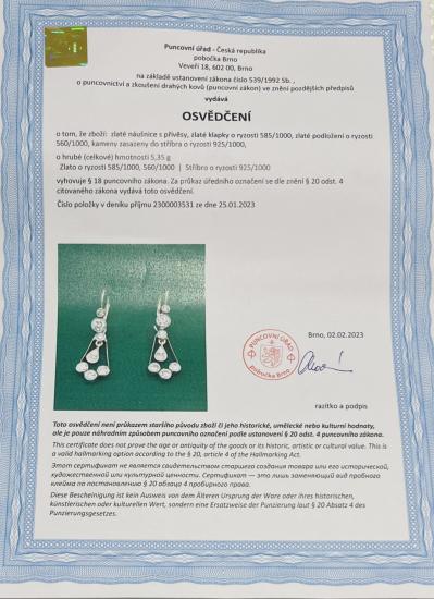 Starožitné zlaté náušnice s diamanty