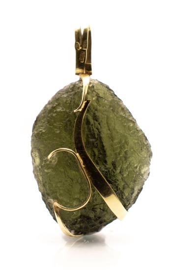 Zlatý přívěsek s vltavínem, 9,17g