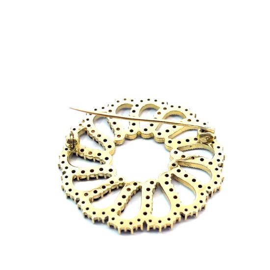 Stříbrná kulatá brož s českými granáty