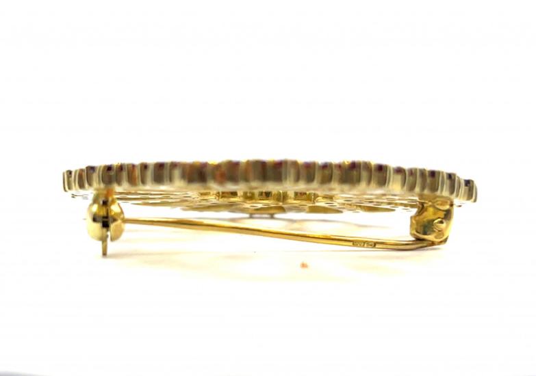 Stříbrná kulatá brož s českými granáty