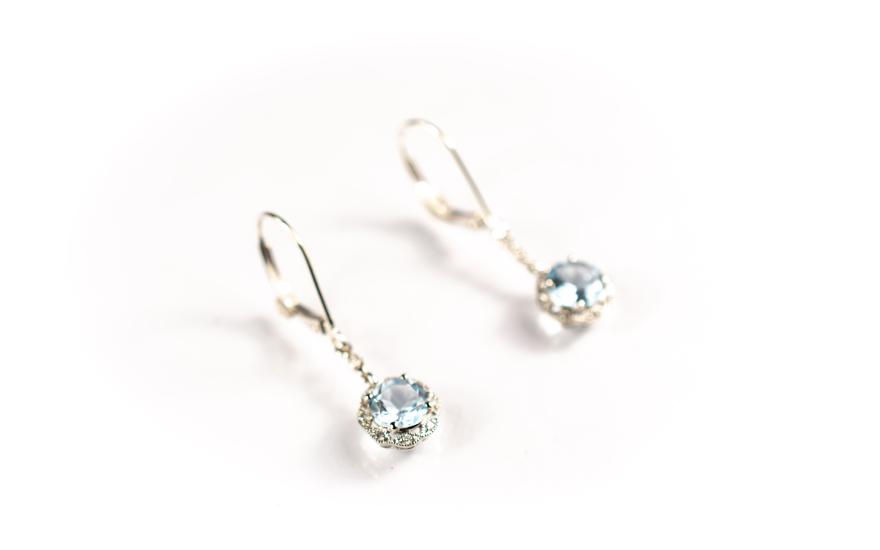 Náušnice z bílého zlata s topazy a diamanty