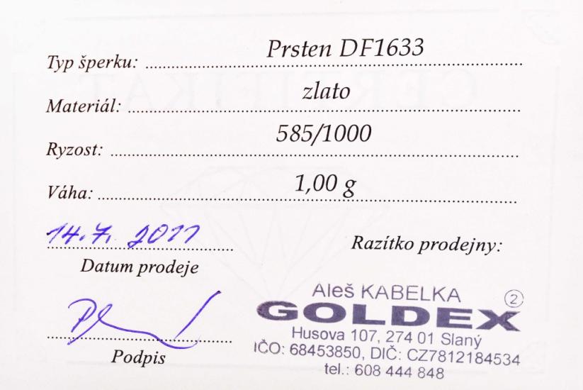 Prsten z bílého zlata s diamantem, vel. 48