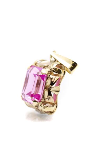 Zlatý přívěsek s růžovým kamenem - turmalín