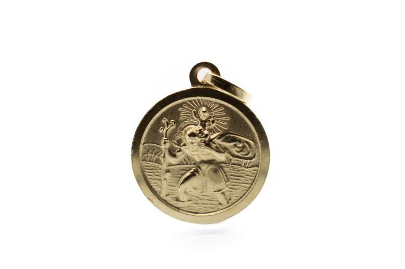 Zlatý přívěsek se svatým Kryštofem