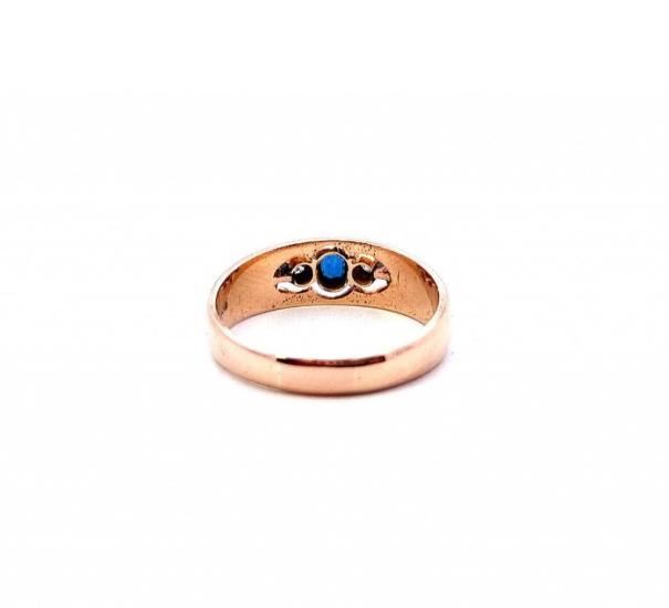 Zlatý prsten s brilianty a safírem, vel. 61