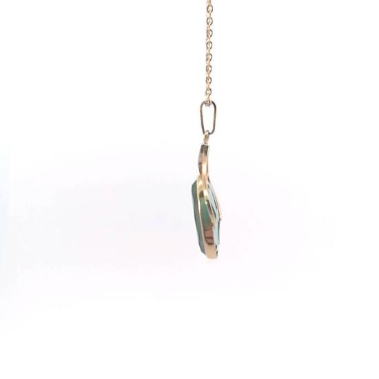 Zlatý přívěs se zeleným kamenem a zirkonem