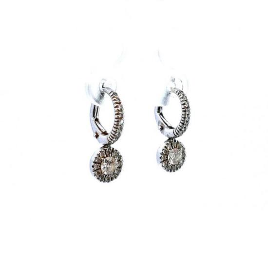 Náušnice z bílého zlata s diamanty, visací