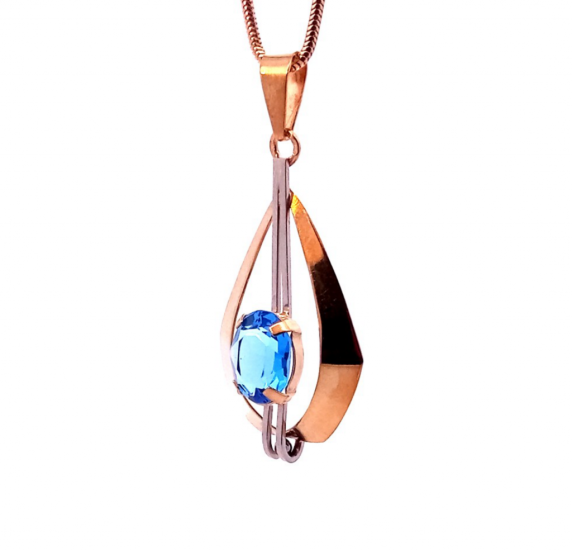 Přívěsek ze žlutého zlata s akvamarínem