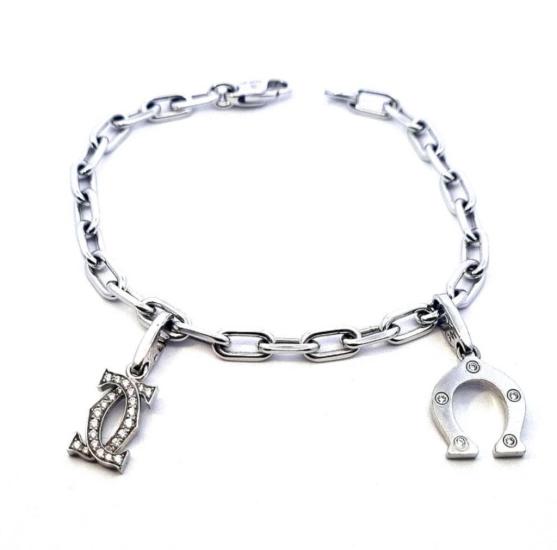 Zlatý náramek s přívěsy s diamanty, originál Cartier, 20,10 g
