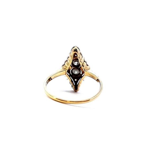 Starožitný zlatý prsten s diamanty, Art-Deco, vel. 53