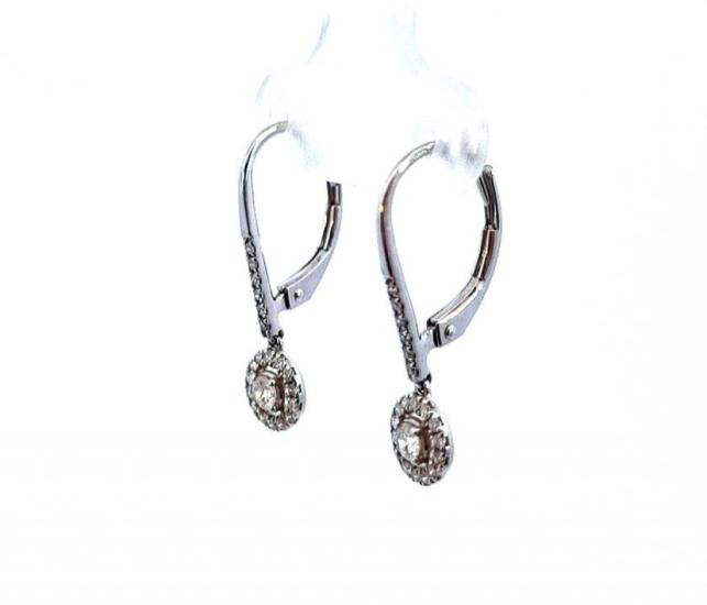 Náušnice z bílého zlata s diamanty, visací