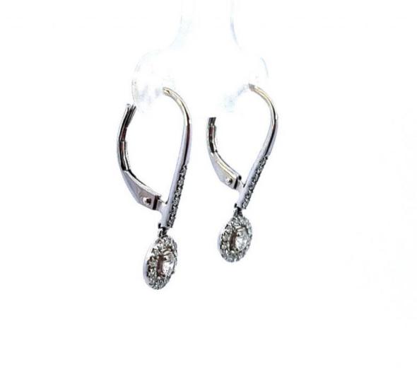 Náušnice z bílého zlata s diamanty, visací