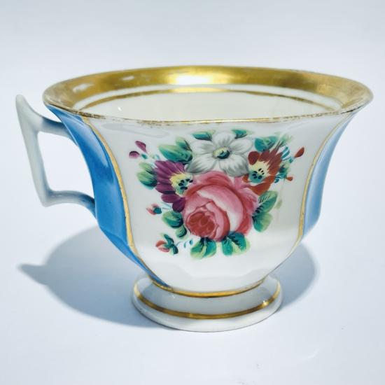 Porcelánový hrníček s podšálkem - modrý