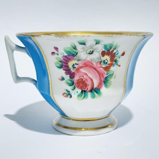 Porcelánový hrníček s podšálkem - modrý
