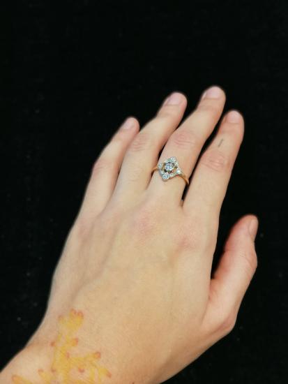 Výjimečný prsten z období art deco s diamanty, vel. 58