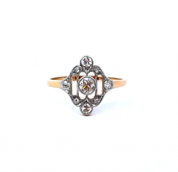 Výjimečný prsten z období art deco s diamanty, vel. 58