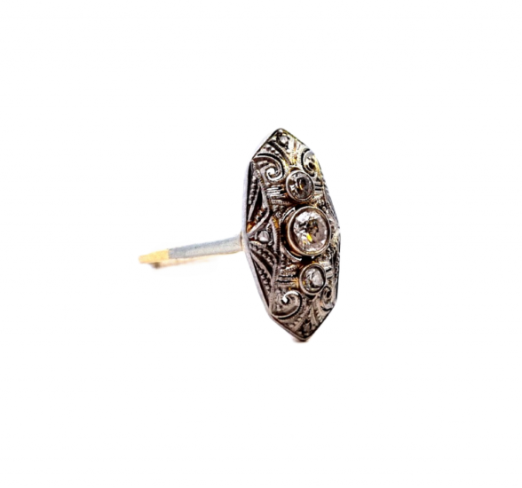 Starožitný zlatý prsten z období art deco s diamanty, vel. 54,5