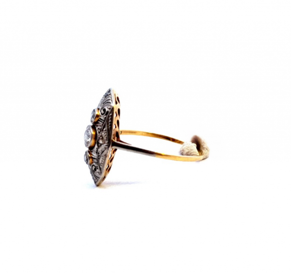 Starožitný zlatý prsten z období art deco s diamanty, vel. 54,5