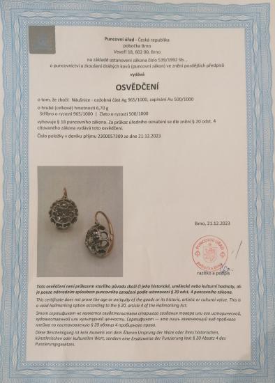 Starožitné náušnice s diamantovými routami, visací