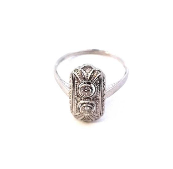 Zlatý prsten s diamanty, Art-Deco, vel. 54