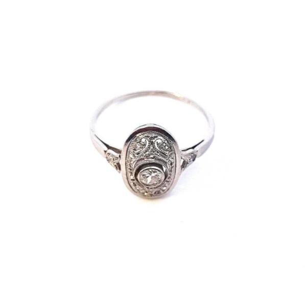 Zlatý prsten s diamanty, Art-Deco, vel. 54,5