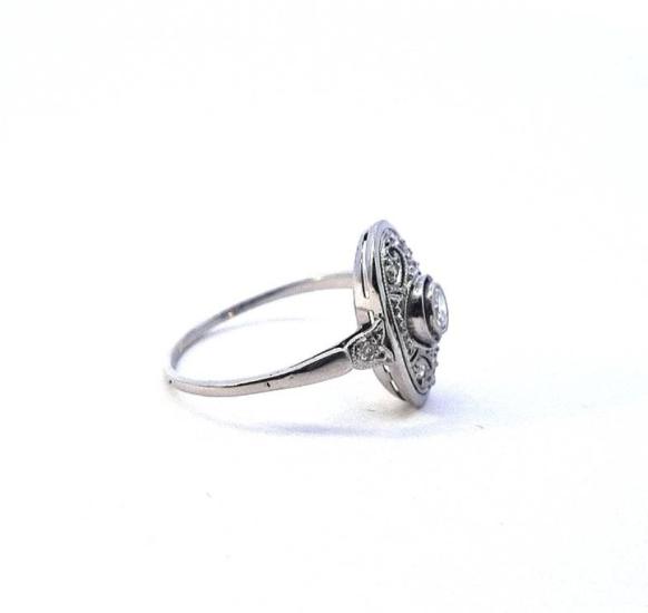 Zlatý prsten s diamanty, Art-Deco, vel. 54,5