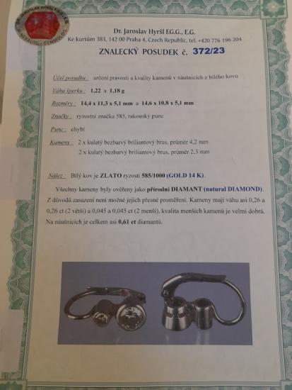 Starožitné zlaté náušnice s diamanty
