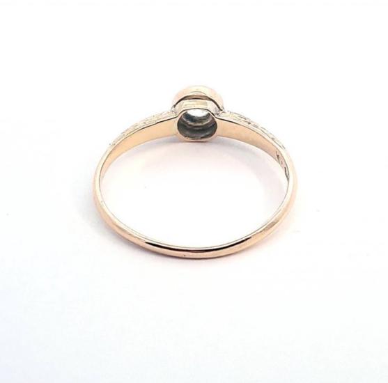 Starožitný zlatý prsten s leukosafírem, první republika, vel. 53