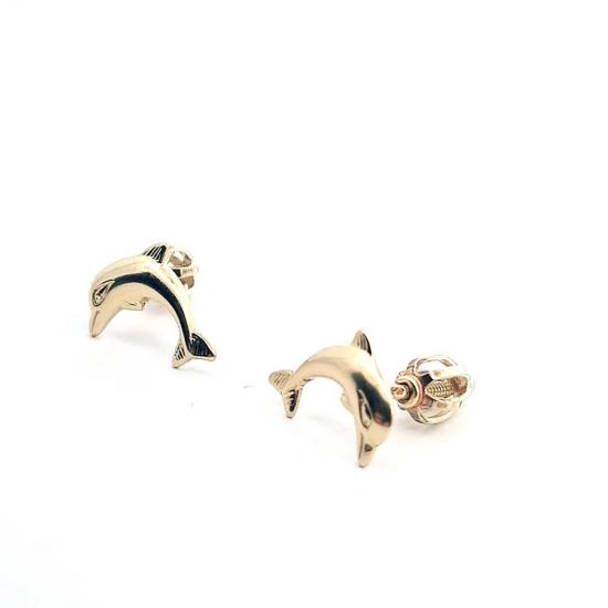 Zlaté náušnice delfíni, šroubek