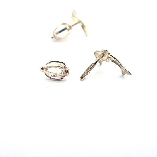 Zlaté náušnice delfíni, šroubek
