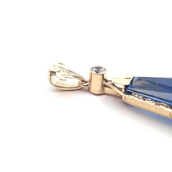 Starožitný zlatý přívěs se safírem