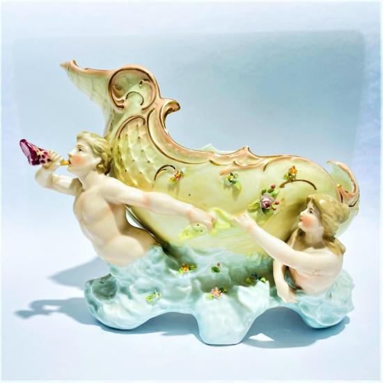 Figurální porcelánová mísa - biskvit