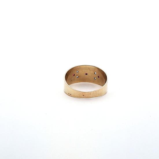 Zlatý prsten se zirkony a rubíny, vel. 63