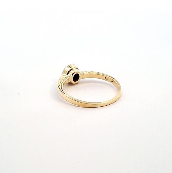 Starožitný zlatý prsten s leukosafírem, první republika, vel. 51