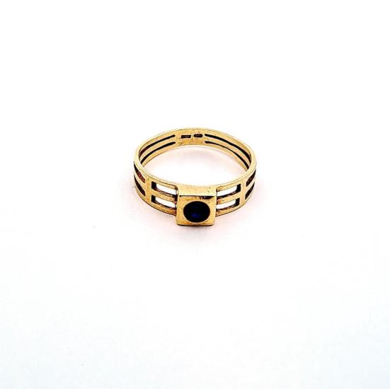 Zlatý prsten s modrým kamínkem, vel. 51,5