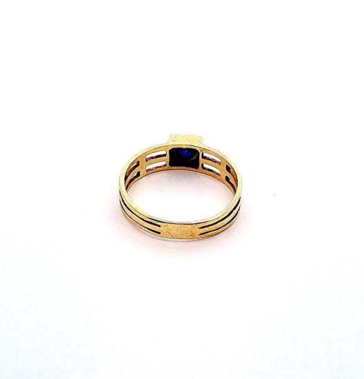Zlatý prsten s modrým kamínkem, vel. 51,5