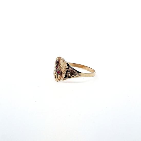 Zlatý prsten s červenými kamínky, vel. 66