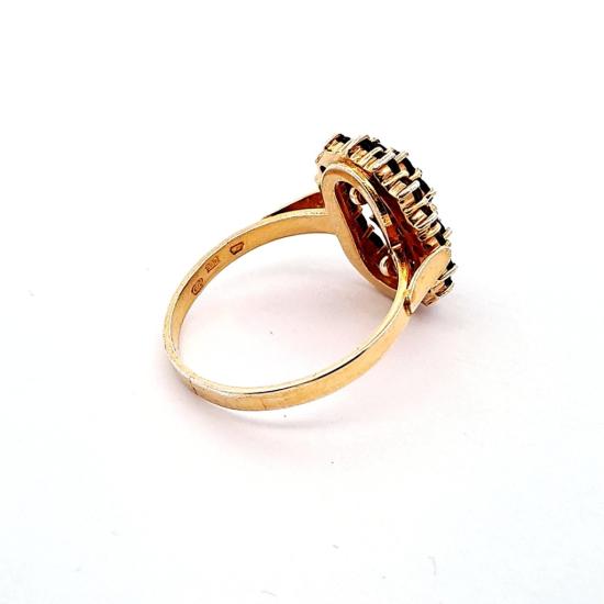 Pozlacený stříbrný prsten s českými granáty, vel. 59