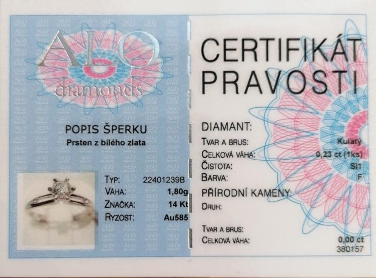 Zlatý prsten s diamantem, vel. 53