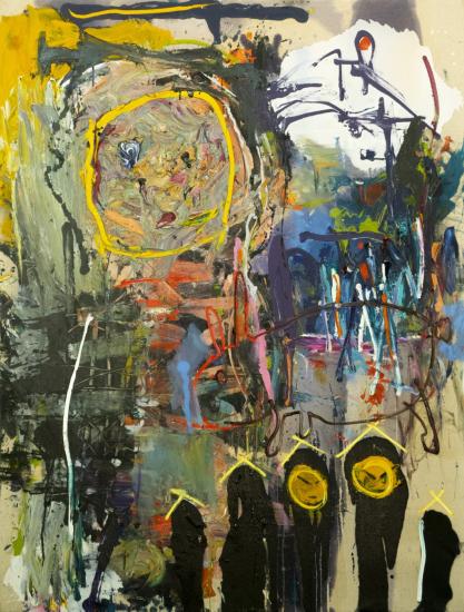 Opičák Sam zdraví delegaci tajkonautů, 160 x 120 cm