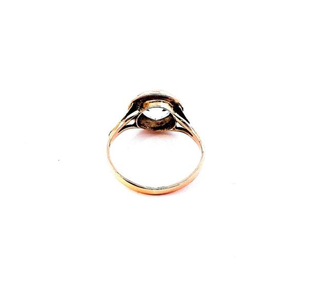 Starožitný zlatý prsten s modrým kamenem - topaz, vel. 53